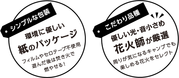 環境に優しい紙パッケージ　優しい光・音小さ目　花火師が厳選